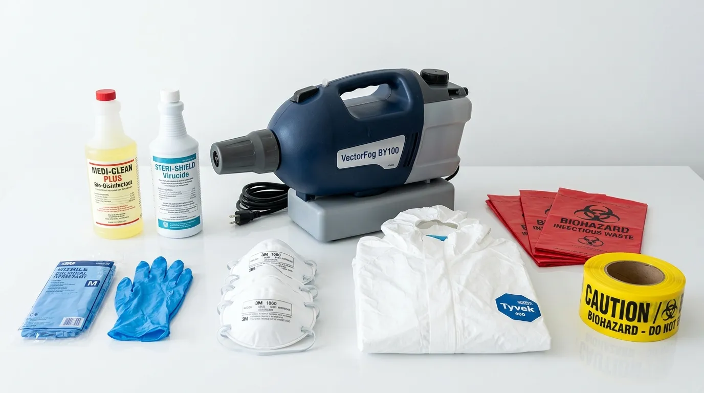 Professional biohazard remediation crew working in Sharon